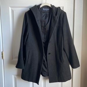 Herman Kay Grey Wool Peacoat Medium